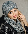 Комплекты Gulyann Knitwear Amore 1 флис (колпак+шарф-кольцо) Комплект - джинс-молоко