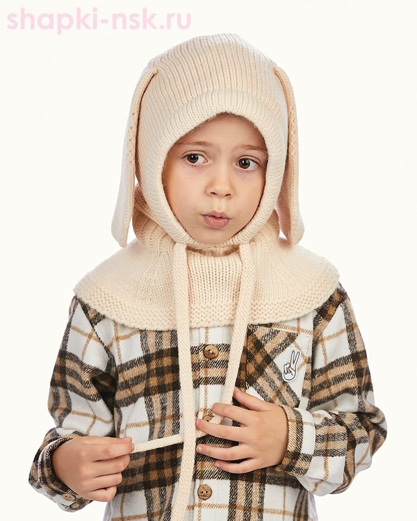 Зайка Балаклава-шлем для девочки флис (50-52)