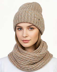 55890 Комплект женский флис (колпак+снуд) (56-58)
