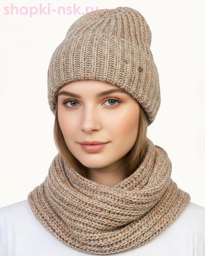 55890 Комплект женский флис (колпак+снуд) (56-58) - Шапки-НСК. Головные уборы оптом и в розницу.
