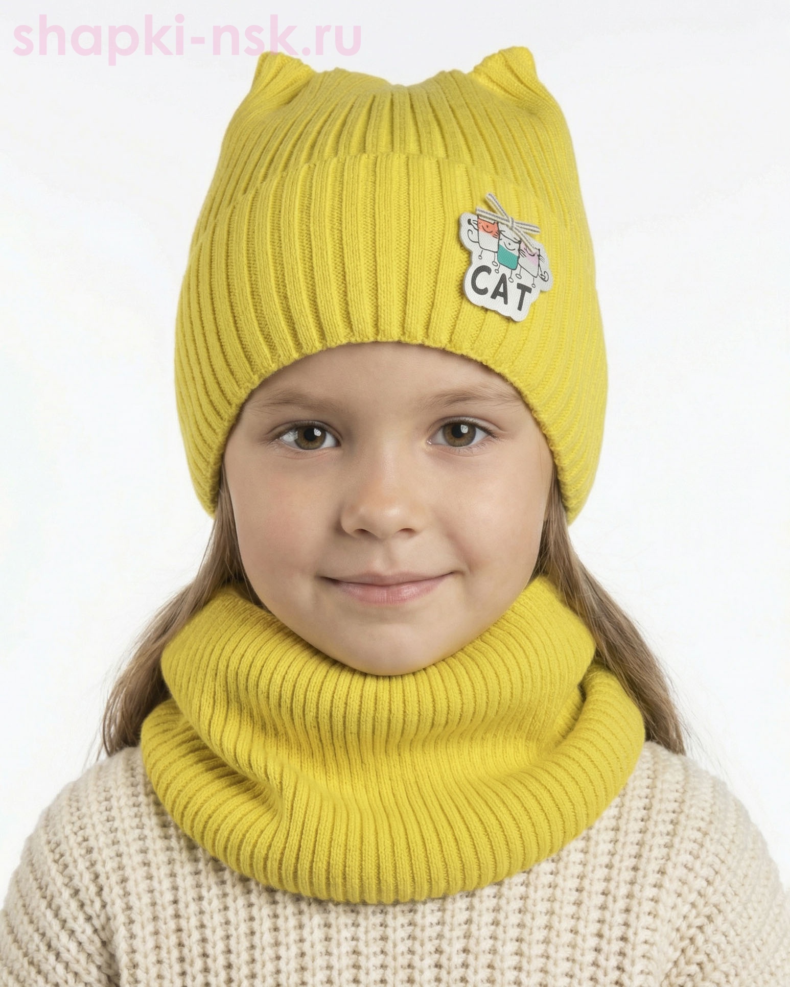 01-17-E Комплект для девочки флис (шапка+снуд) (50-54)