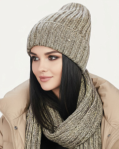 55500 Комплект женский флис (колпак+шарф) (56-58)
