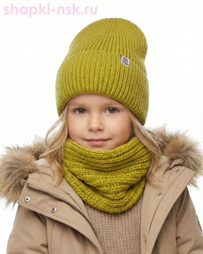 18-76-L Комплект для девочки флис (колпак+снуд) (52-54) - Шапки-НСК. Головные уборы оптом и в розницу.