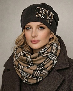 0101/19к СП Комплект женский флис (колпак+снуд) (56-58)