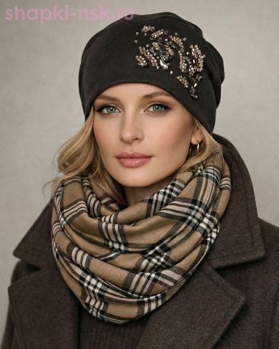 0101/19к СП Комплект женский флис (колпак+снуд) (56-58) - Шапки-НСК. Головные уборы оптом и в розницу.
