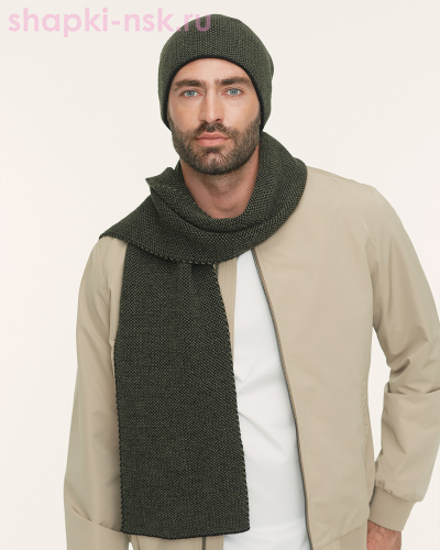 M 486 F 486 Комплект мужской флис (шапка+шарф) (57-59) - Шапки-НСК. Головные уборы оптом и в розницу.