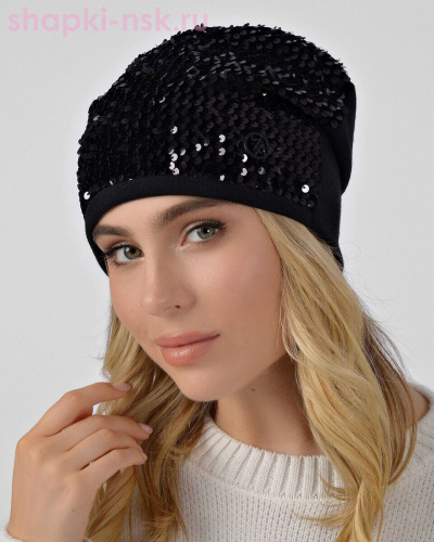 Пайетка трикотаж Шапка женская (56-58) - Шапки-НСК. Головные уборы оптом и в розницу.