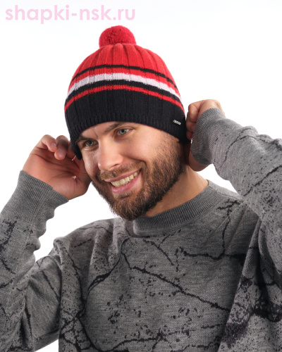 Модель: ARINSAL Шапка мужская, Цвет: черный-красный ARINSAL Шапка мужская - Шапки-НСК. Головные уборы оптом и в розницу.