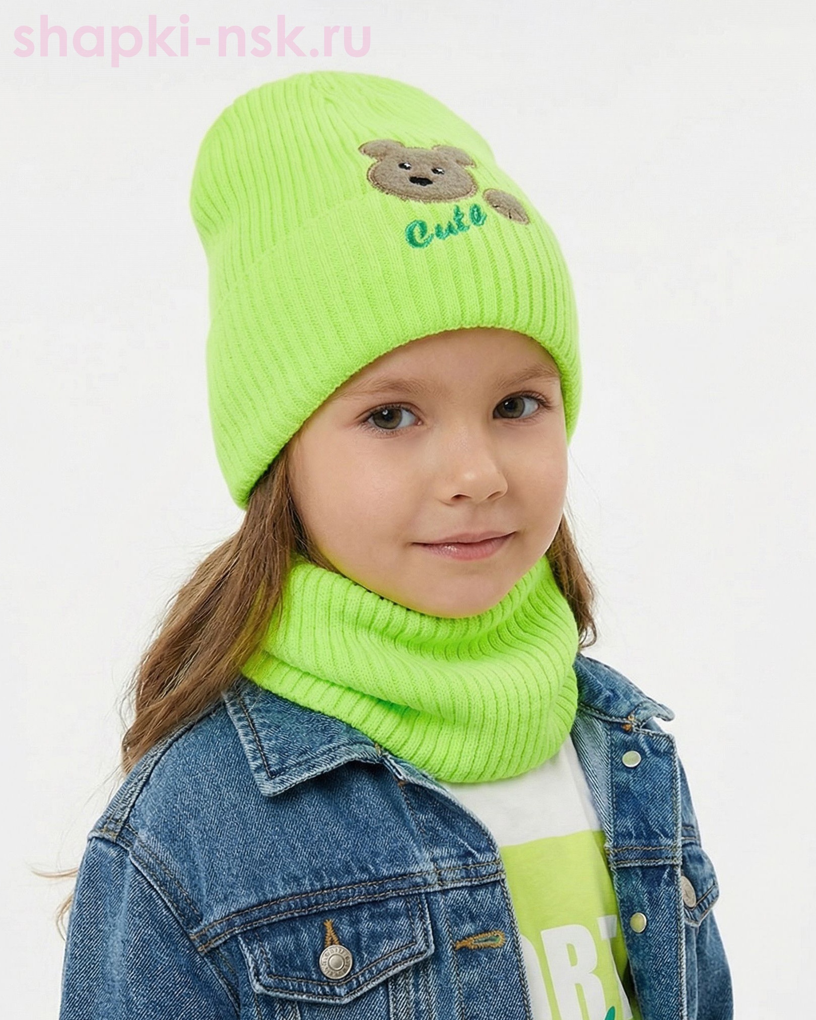 17-3-L Комплект для девочки (шапка+снуд) (48-52)