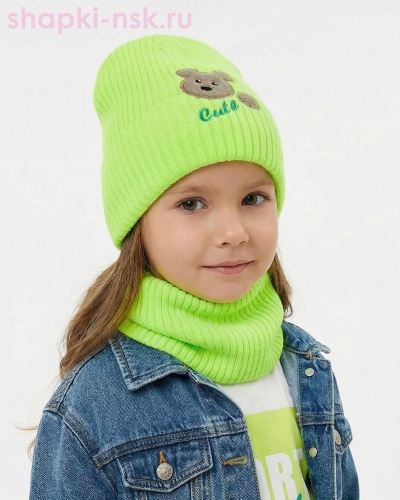 17-3-L Комплект для девочки (шапка+снуд) (48-52) - Шапки-НСК. Головные уборы оптом и в розницу.