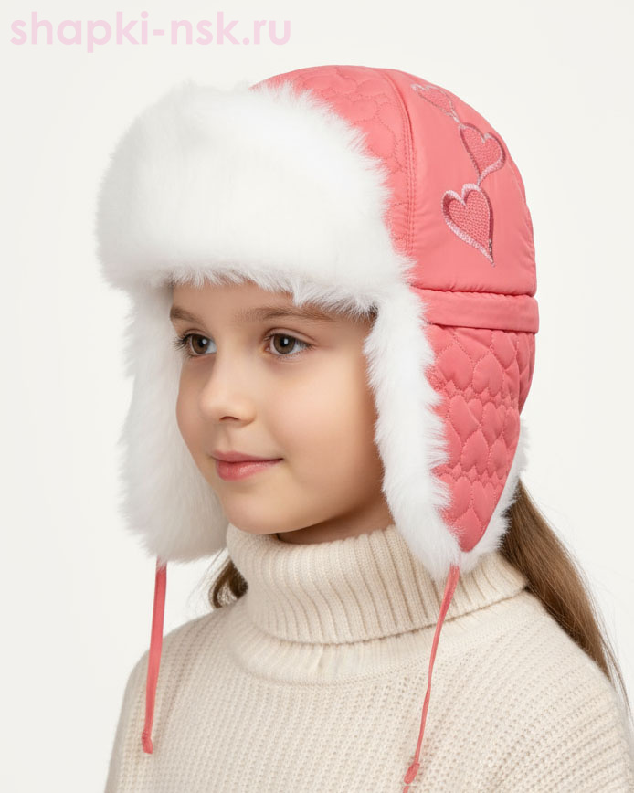 229-З Валентинка Ушанка для девочки (50-52)