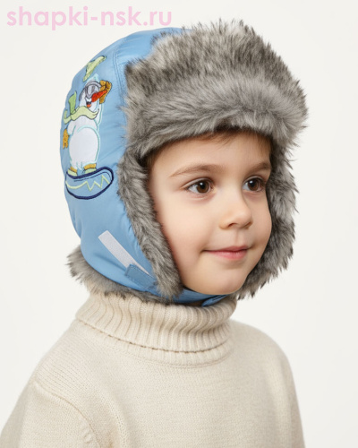 215-З Снеговик Ушанка для мальчика (48-50) - Шапки-НСК. Головные уборы оптом и в розницу.