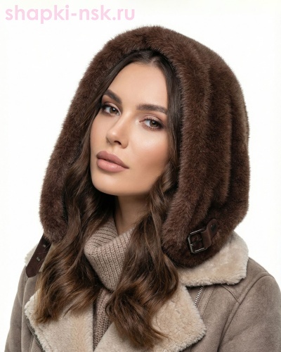 Амина экомех норка подкл.трик. Капюшон женский (56-58) - Шапки-НСК. Головные уборы оптом и в розницу.