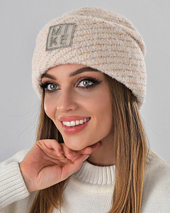 Отворот мохер мульти квадрат термо Шапка флис (56-58)