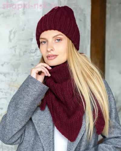 LS 57 PL 57 Комплект женский флис (колпак+косынка) (56-58) - Шапки-НСК. Головные уборы оптом и в розницу.