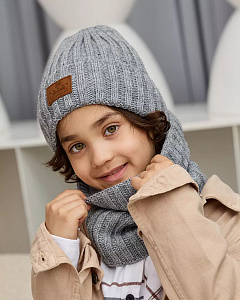 Q 152 D 152 Комплект для мальчика флис (колпак+снуд) (52-54)