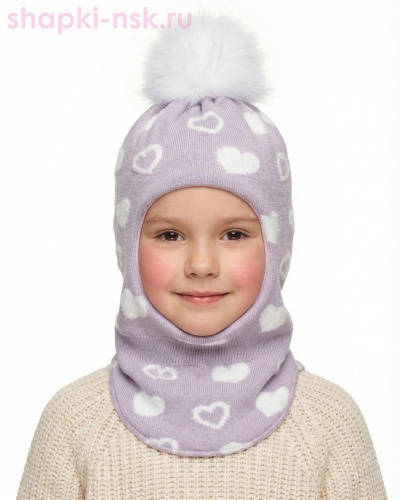 12635/2 MGT Шлем для девочки флис (50-52) - Шапки-НСК. Головные уборы оптом и в розницу.