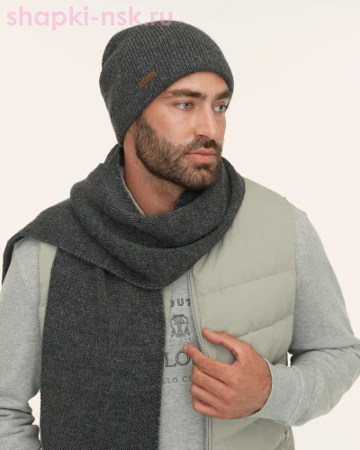 LS 136 PE 136 Комплект мужской флис (колпак+шарф) (57-59) - Шапки-НСК. Головные уборы оптом и в розницу.