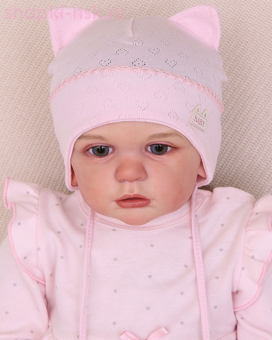 07-2-NT Шапка с ушками для девочки (42-44)