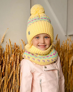 Q 155 D 155 Комплект для девочки флис (колпак+снуд) (52-54)