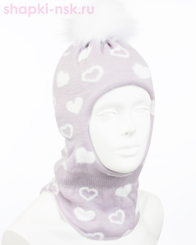 12635/2 MGT Шлем для девочки флис (50-52) - Шапки-НСК. Головные уборы оптом и в розницу.