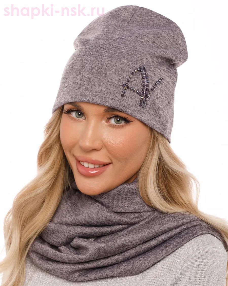 053к СП Комплект женский флис (колпак+снуд) (56-58)