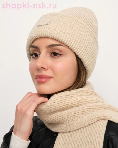 1001 KWH Комплект женский (колпак+шарф) (56-58) - Шапки-НСК. Головные уборы оптом и в розницу.