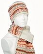 Комплекты Woolcano Кубанка двойка (шапка+шарф) Комплект - белый-оранжевый