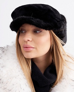 Роберта с ушками экомех пума+экомех ласка Кепка женская флис (56-57)