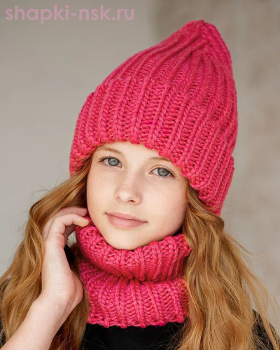 Q 193 D 193 Комплект флис (колпак+снуд) (52-54) - Шапки-НСК. Головные уборы оптом и в розницу.