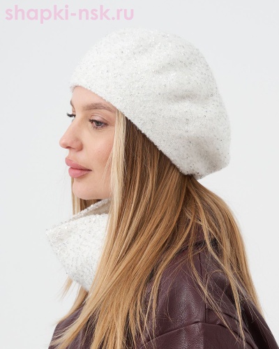 Эльза пряжа Альпака пайетки Берет (56-58) - Шапки-НСК. Головные уборы оптом и в розницу.