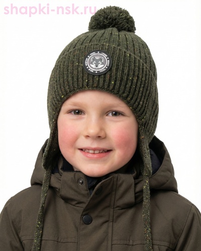 14521/2 MBU Ушанка для мальчика флис (50-54) - Шапки-НСК. Головные уборы оптом и в розницу.
