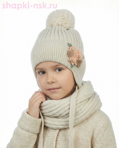02-73-S Комплект для девочки (шапка+снуд) (52-54) - Шапки-НСК. Головные уборы оптом и в розницу.