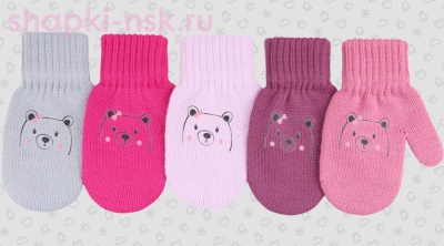 095-TMg Варежки для девочки (3-4 года) - Шапки-НСК. Головные уборы оптом и в розницу.