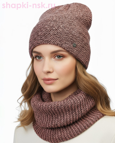 55335 Комплект женский (колпак+снуд) (56-58) - Шапки-НСК. Головные уборы оптом и в розницу.