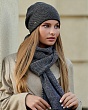 Комплекты Fomas M 1113 S 1113 Комплект женский флис (колпак+шарф) - черный-серый