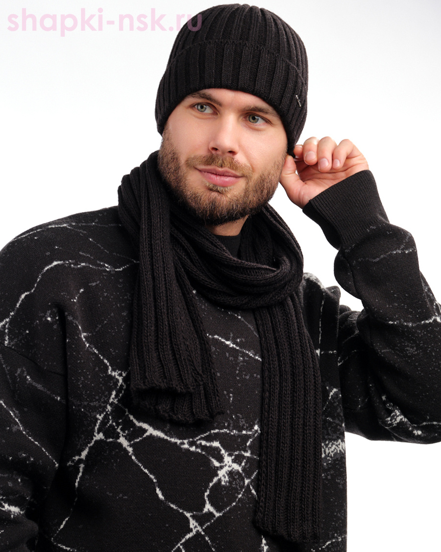 4519 Комплект мужской флис (шапка+шарф) (57-59)