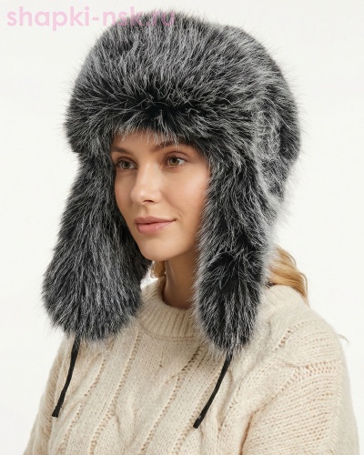 Эскимо экомех чернобурка Ушанка (56-58) - Шапки-НСК. Головные уборы оптом и в розницу.